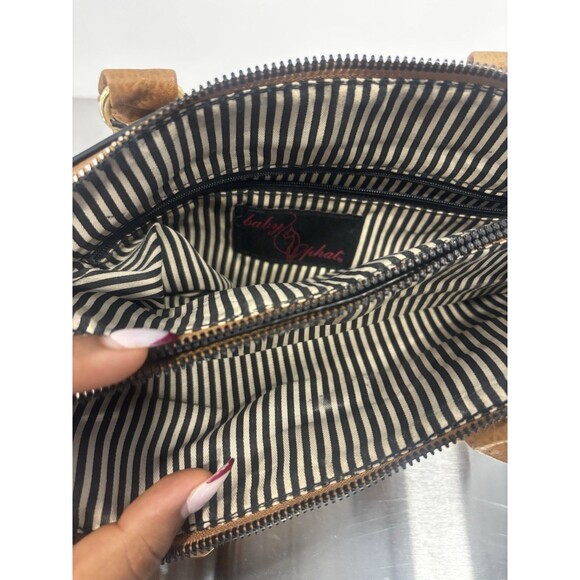 Vintage Retro Y2K 2000s Purse Cat Pattern Baby Phat Small Arm Tote by Kimora Lee - Picture 3 of 8